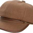 Womens Suede Newsboy Cap Wool Newsboy Hat Winter Baker Boy with Belt Buckle Vintage Outdoor Cap Fall Hats