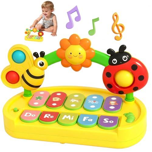 LESSETI Musical Baby Piano Toy - Multifunctional Interactive Insect Piano Keyboard for 6 9 12 18 Month, STEM Educational Learning Toys for Boys Girls Age 3 4 5 6, Birthday Gift for Toddlers 1-3 Year