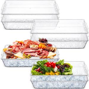 Baderke 4 Set 16" x 9" Chilled Serving Tray with Compartments,Clear