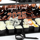 AmazingSpark Graduation Gift Box for Flowers with Congrats Grad Class of 2025 Sticker,Fillable Cardboard Letter Grad Box with Ribbon for Bouquet Chocolate Candy Snack Graduation Party Favor(Pink)