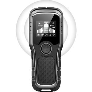 Stud Finder Wall Scanner, Advanced 5-in-1 Detector for Wood, Metal, Joists, Pipes, and AC Wires, New version Intelligent Chip, High-Definition LCD Display Screen & Audible Alarm (Black)