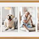 MIBYIBER 8x28 Collage Picture Frame Natural Teak Solid Wood, 4x6 Collage Photo Frame Displays 6 Photos or 8x28 (Without Mat), Wooden Frame for Tabletop or Wall Mounting Display