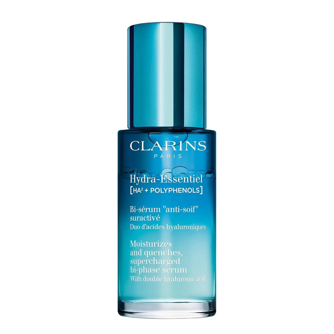 Clarins Hydra-Essentiel Bi-Phase Face Serum | Intense Hydrating Serum| 60 Seconds to Plumper Skin* | 24H Hydration* | Double Dose Of Hyaluronic Acid | Lightweight | All Skin Types | 1 Fl Ounce Clarins Hydra-Essentiel Bi-Phase Face Serum | Intense Hydrating Serum| 60 Seconds to Plumper Skin* | 24H Hydration* | Double Dose Of Hyaluronic Acid | Lightweight | All Skin Types | 1 Fl Ounce