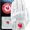 RED ROOSTER Sussex Premium Golf Glove, Cabretta Leather, White, Ultra-Thin Tournament Design (Large, Right)