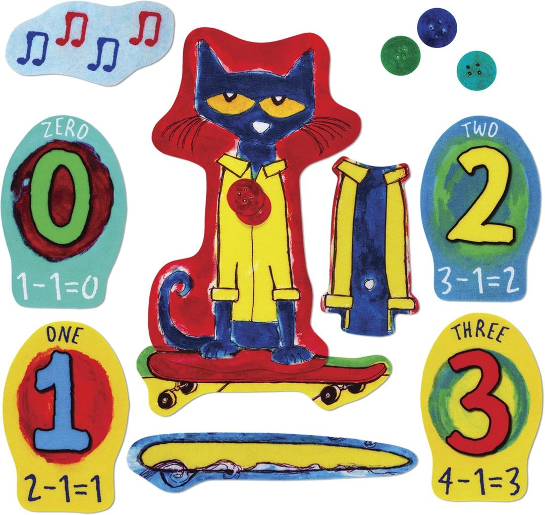 Little Folk Visuals Pete the Cat and His Four Groovy Buttons Precut Felt Pieces, 14 Pieces Set