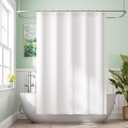 Amazer Small Stall Shower Curtain Liner Washable, 60 x 72 Inches, Fabric Shower Liner with 2 Bottom Stones, Narrow Waterproof RV Shower Curtain Liner, 10 Grommet Holes, Hotel Quality, White