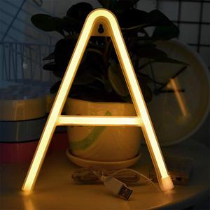 ENUOLI Warm White Neon Letter Sign Night Lights Battery or USB Operated LED Alphabet Neon Art Lights Wall Decor Light up Words for Wedding Birthday Party Christmas Home Bar Decoration (A)