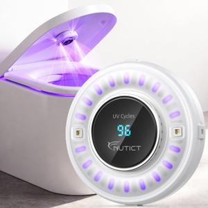 NUTICT Toilet UVC Light Sanitizer for Shared Bathroom, 6 UV-C LEDs, Auto Sanitization in 3 Minutes, 2000mAh Rechargeable Battery, Easy to Use Toilet Lid UV Light for Home Hotel Guest Room, White
