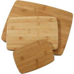 Farberware 3-Piece Kitchen Cutting Board Set, Reversible Chopping Boards for Meal Prep and Serving, Charcuterie Board Set, Wood Cutting Boards, Assorted Sizes, Bamboo