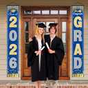 OHOME Graduation Decorations 2026 2027- Blue Gold Congrats Grad Porch Banner for Graduation Party Decorations - Class of 2026 - Party Favors Supplies Backdrop Yard Signs Decor (Blue)