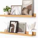 Heimlove Picture Ledge Shelf, Floating Shelves Set of 2, 24 Inches Picture Shelf for Wall with Ledge, Kids Bookshelf Wall Mounted for Living Room Bedroom Decor Books Photo Frames - Natural Oak