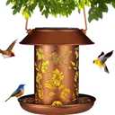 Solar Bird Feeder for Outdoors Hummingbird Solar Lanterns Metal Waterproof Outside Wild Bird Feeders Birthday Gifts for Women Mom Grandma Outdoor Hanging Garden Decor Lights for Yard, Patio