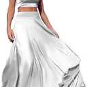 Vakkest Womens Summer Sexy 2 Pieces Outfits Ruffle Tank Top Wrap Boho Tropical Long Skirt Set Clubwear Dresses S White