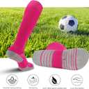 Ultrafun 4 Pairs Soccer Socks Men Youth Kids Cushioned Knee High Team Sports Football Socks (Pink, L)