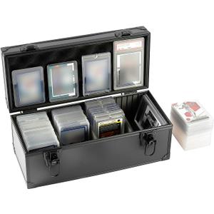 Toploaders Storage Box for 3" x 4" 35pt Rigid Cards, Trading & Sports Cards, Graded & Rating Cards, with 3 DIY Sponge Partitions (Holds 300+ Toploaders (N300-Black)