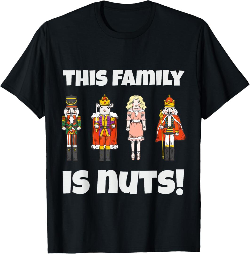 This Family is Nuts Nutcracker Squad Matching Xmas T-Shirt, Black Large