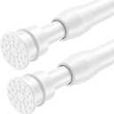 AIZESI 2 Pack Tension Curtain Rods for Windows 27 to 38 inch, Adjustable Expandable Pressure Spring Curtain Rods No Drilling, White Tension Rods for Bedroom Closet Door
