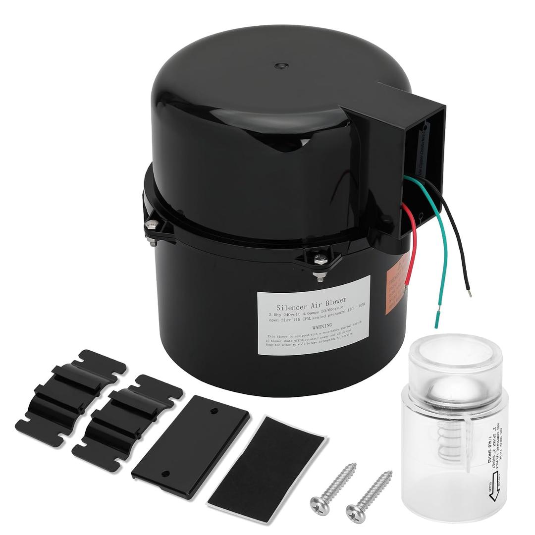 6320241 Silencer Spa Blower, 2 HP 240V 4.6A High-Performance Motor, Quiet and Shock-Absorbing Operation, OEM-Style Replacement for Hot Tubs and Spas, Fits Standard 2" Plumbing, Easy Installation