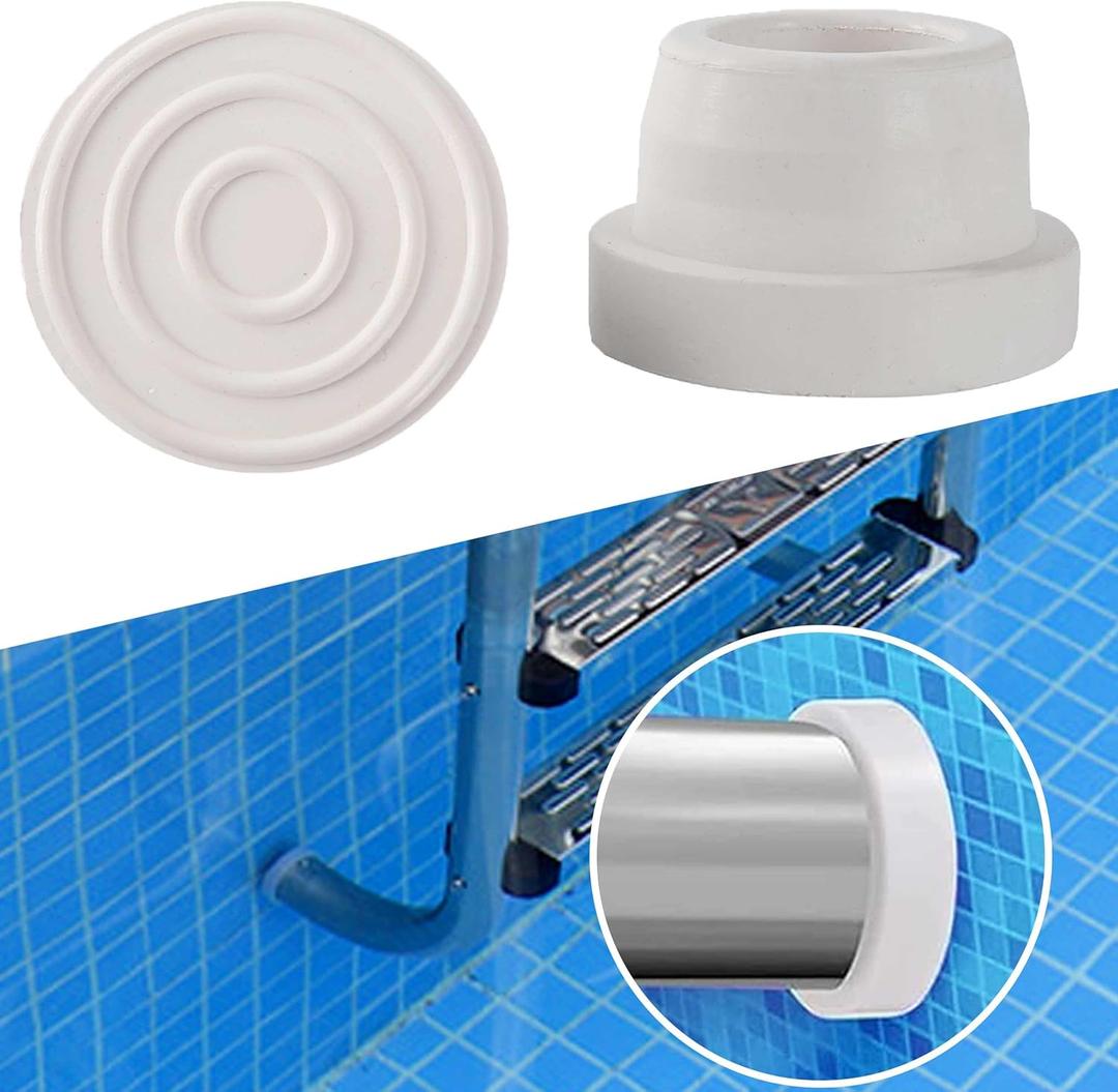 TonGass (2-Pack, White) Inside Pools Ladder Bumpers for Inground Pools Ladder Rubber End Plugs Fit 1.9" Standard Swimming Pool Ladders Tubing Bumper Caps for Inground Pool Ladders Step End Caps