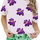 SELINK Womens Summer Short Sleeve Tops Halloween Sequin Pumpkin Printed T Shirts Casual Basic Graphic Tees (White, L)