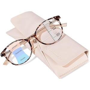 OPTOFENDY Progressive Multifocal Reading Glasses for Women Men, TR90 Blue Light Computer Readers Anti Glare/Eyestrain (Tortoise), 