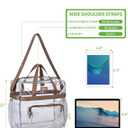MAY TREE Clear Vinyl Tote Bag, 12 x 6 x 12 in, Brown, Suitable for Work, Travel, Sports, Office