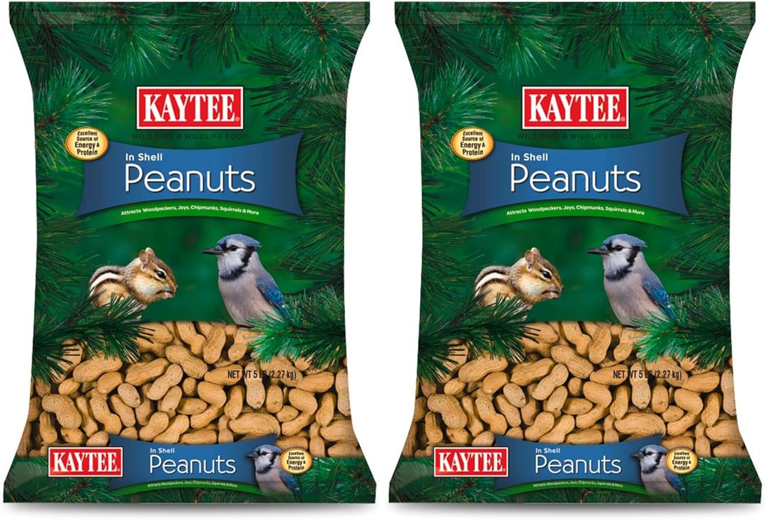 Kaytee Peanuts in Shell for Squirrels, Woodpeckers, Nuthatches, Jays, Towhees, Cardinals, Indigo Buntings, and Other Wild Birds, 5 Pound (Pack of 2), BB: 09 APR 2026