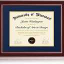 16x20 Diploma Frames 13x17 with Blue Mat, Fits Degree Certificate Document, 20 x 16 Cherry Red Frame with Tempered Glass Panel for Wall Mounting