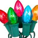 Multicolored C7 Christmas Lights Outdoor, Retro Vintage 25 Count String Lights, Old Fashioned Colored Bulbs for Indoor Christmas Tree, Garden, Porch, Holiday & Party Dcor