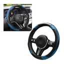 MTRPS Car Steering Wheel Cover, 15 Inch Leather Stitching Elastic Anti-Slip Steering Wheel Protector, Breathable Comfortable Steering Wheel Cover Universal for Most Vehicles (Black&Blue)