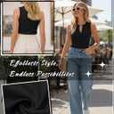 Oakgarden Womens Button Down Tank Top Going Out Ribbed Sleeveless Shirt Cropped Fitted Vest Y2k Fashion Trendy Summer Clothes (Black, L)