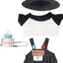 3-Piece 17cm/6.7inch Doll Clothes Set & Outfit Set - Premium Cute Costumes for All 17cm/6.7inch Figures NO Doll (4-Piece Set of Black Straw Hat Leisure Suit)
