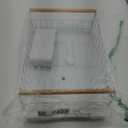 Dish Drying Rack for Kitchen CounterDishes Drainer Racks with Removeable Cutlery Holder and Wood Handle White Metal Strainer Organization for Knives, Spoons, and Forks