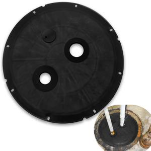 20.5 Inch Sump Pump Cover Plastic Submersible Sump Basic Cover Black Septic Tank Lid for Water Pump Basin Bucket Outdoor Well (Two Round Holes)