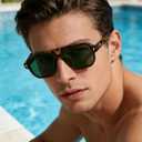 SUNGAFAS Square Aviator Sunglasses for Women Men Vintage Classic Trendy Shades UV400 Protection Driving & OutdoorTortoise/Dark Green