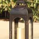 NEEDOMO Lanterns Decorative Indoor, Outdoor Lanterns for Porch, 20" Metal Frame Candle Holders Hanging Lights,with Glass, Spring, Fall, Christmas, Bronze , 1 Pc 