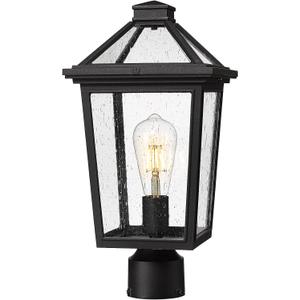 zeyu 16.5 Inch Outdoor Post Light, Exterior Lamp Post Light Fixture for Patio Yard, Die-Cast Aluminum with Seeded Glass Shade, Black Finish, ZX58MP BK