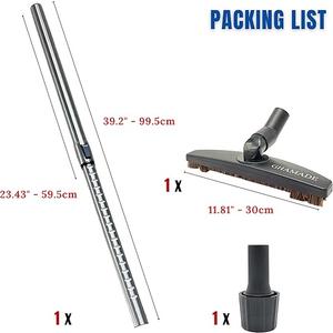 Vacuum Floor Brush & Extension Wand for Vacuum Cleaners with 1 ¼ inch (1.25'') (32mm) Inner Diameter with Horse Hair Soft Bristles - Hardwood Floor Attachment & Vacuum Extension Tube