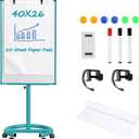 Mobile Whiteboard on Wheels, 40x26 Inches Magnetic Dry Erase Board with Stand, Standing White Board with Paper Pads, Portable Rolling Dry Erase Board for Classroom, School, Office, Home, Teacher