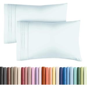 King Pillow Cases Set of 2 - Ultra Soft Hotel Quality Pillowcase Covers - Comfy, Cozy & Wrinkle Free - Shrinkage, Stain and Fade Resistant - Machine Washable Pillow Protectors - 2 Piece Set - Ice Blue