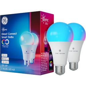Cync GE Direct Connect A21 Smart LED Light Bulbs, Color Changing Smart Lights, Matter Compatible, Compatible with Alexa and Google Home (2 Pack)
