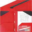 PerKoop 24 Pack Plastic Folders with 3 Prongs, Heavy Duty, Red