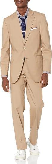 COCONUT GROVE Perfect Poplin Suit Modern Fit, Khaki, 44, SH