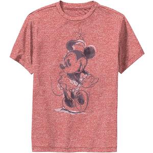 Disney Characters Sketchy Minnie Boy's Performance Tee (Red Heather)