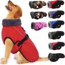 IECOii Extra Warm Reflective Adjustable Dog Jacket - Dog Winter Coat with Buckle Fleece Turtleneck for Cold Weather,  Extra Large Dogs (Chest:24.4-29.9 in), Pure Red)