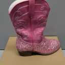 Cowgirl Boots for Girls Mid Calf Youth Girl Cowboy Western Boots Pointed Toe Embroidered for Horse Riding Country Party Toddler Little Big Kids (Pink Sequins)