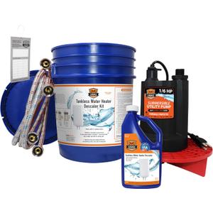 Chromex Tankless Water Heater Flush Kit with Certified Liquid Descaling Solution and 1/ 6HP Extra Strength Pump