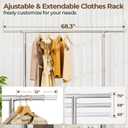 HYSEYY Heavy Duty Clothes Rack Load 450 LBS, Metal Garment Rack, Standing Rolling Clothing Rack for Hanging Clothes with Sturdy Wheels & Shelves, Portable Closet Wardrobe Rack,Sliver
