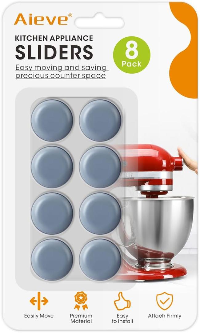 Aieve Appliance Sliders, 8 Pcs Small Appliance Slider for Countertop, Self Adhesive Home Finds Caster Wheels Rollers, Kitchen Must Have Gadgets for Stand Mixers, Coffee Makers, Air Fryers (8Pcs)