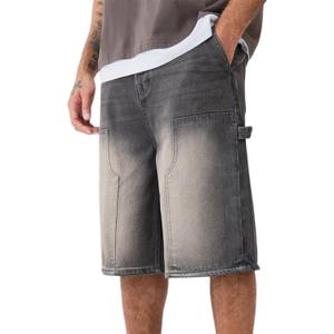 Mens Loose Denim Shorts Baggy Casual Wide Leg Mid Jean Jorts Zipper Hip Hop Shorts with Pockets Streetwear (XL)
